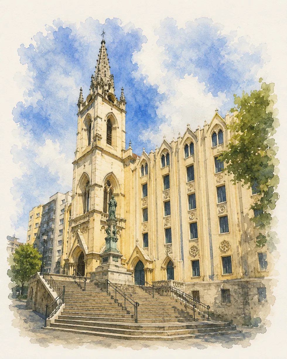 Acuarela de la Iglesia del Sagrado Corazón de Jesús